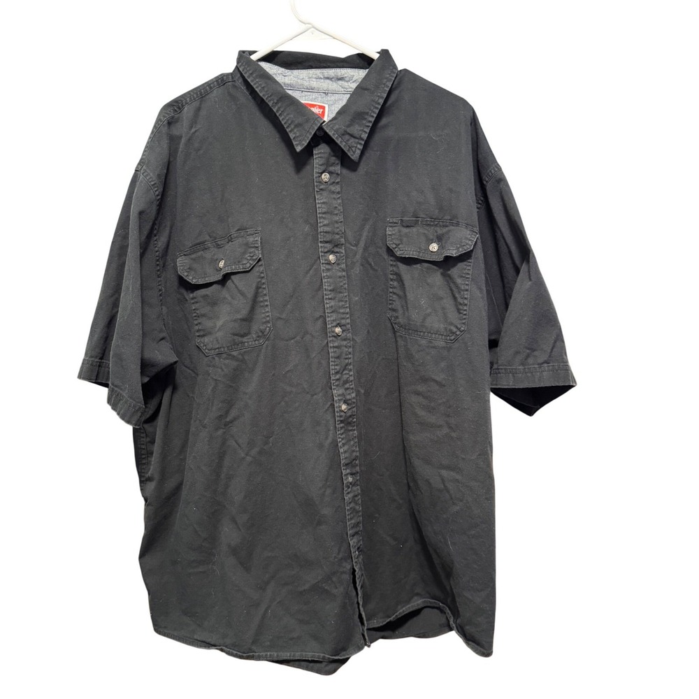 Wrangler Mens 3XL Black Comfort Flex Short Sleeve‎ Button Down Shirt HSB8MHA